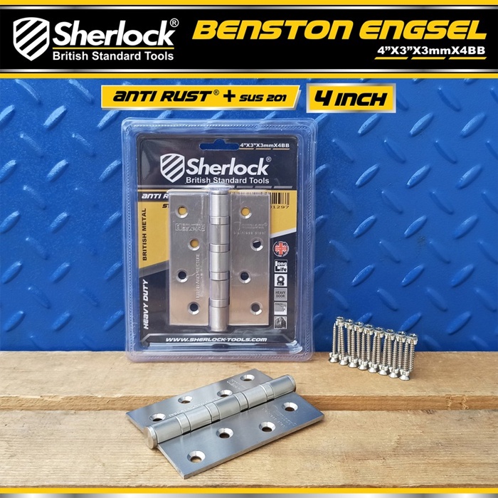 Engsel Stainless Steel 201 Ball Bearing Sherlock Engsel Pintu 4 inch