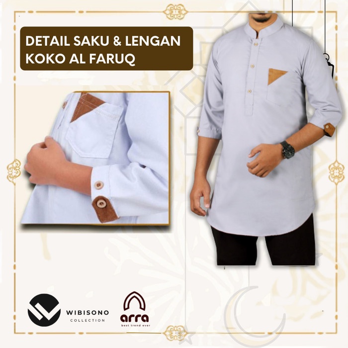 Baju Koko Kurta Pakistan YU13 Pria Cowok Dewasa Lengan Pendek Terbaru Premium Original AL FARUQ