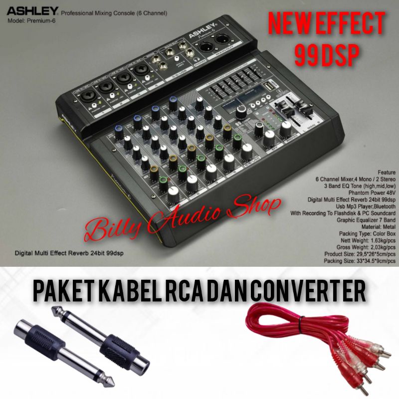 MIXER AUDIO ASHLEY PREMIUM 6  DAN 4 (6 DAN 4 CHANNEL)RECORD PLUS SOUNCARD,BLUETOOTH