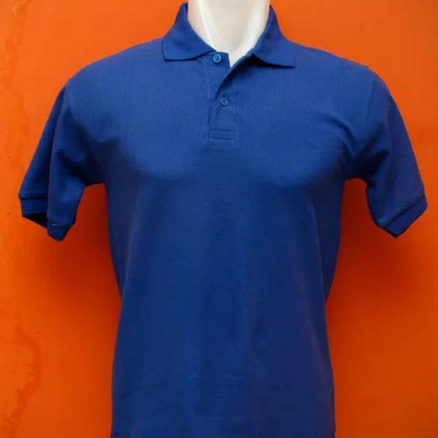 kaos polo t-shirt berkerah polos warna biru tua