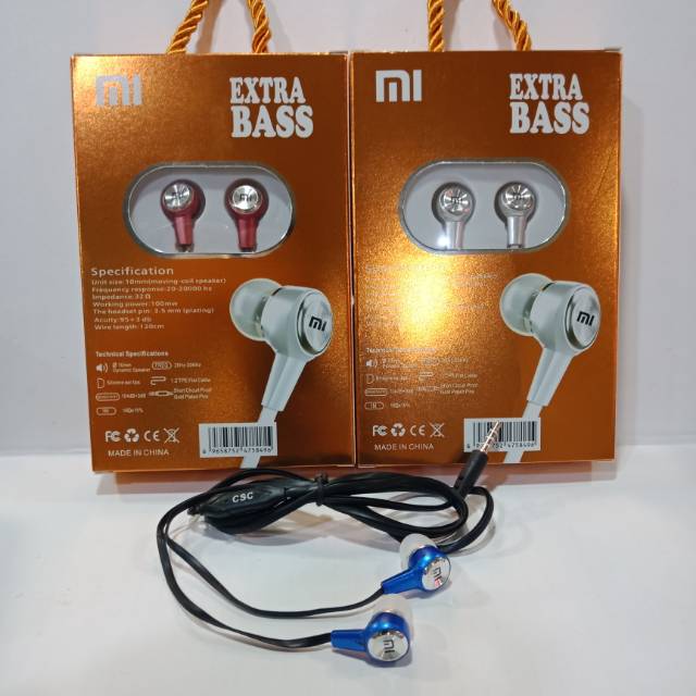 Headset Xiaomi Handsfree Earphone Redmi Extra Bass HS-104