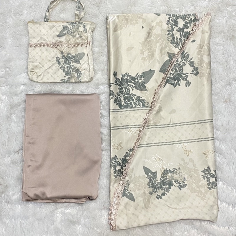 RE37YX ca_nican [ARMANI SILK] Mukena armani silk premium motif 2in1 travelling / mukena armani silk 