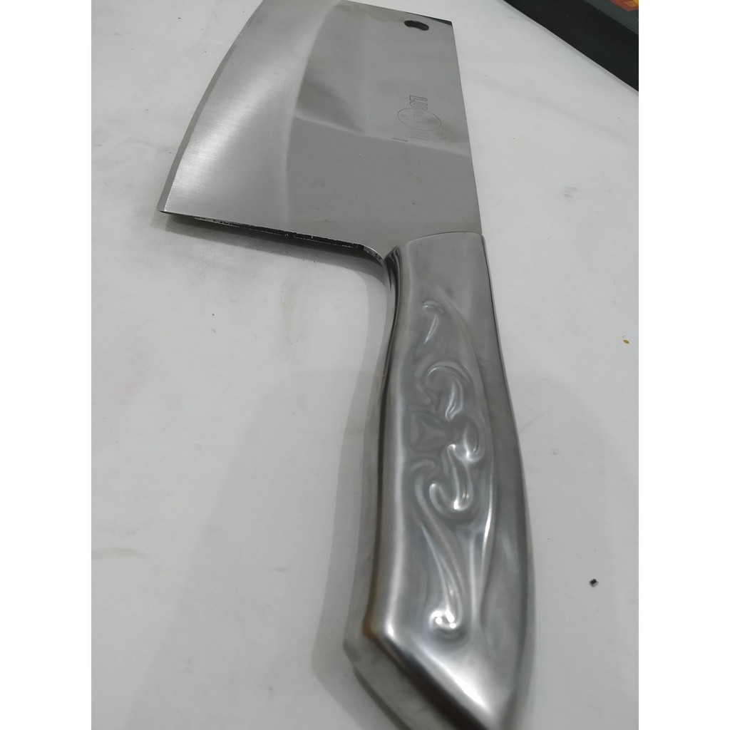 Pisau dapur daging lebar gagang metal 7.5in 7.5 in inch dramashop