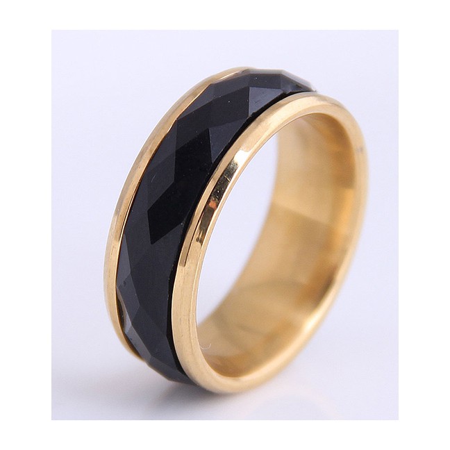 LRC Cincin Polos Fashion Golden Stainless Steel Inlaid A6337X