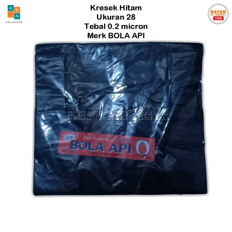 Kantong plastik kresek hitam BOLA API Uk.28/kresek hitam/plastik kresek hitam/kantong kresek hitam