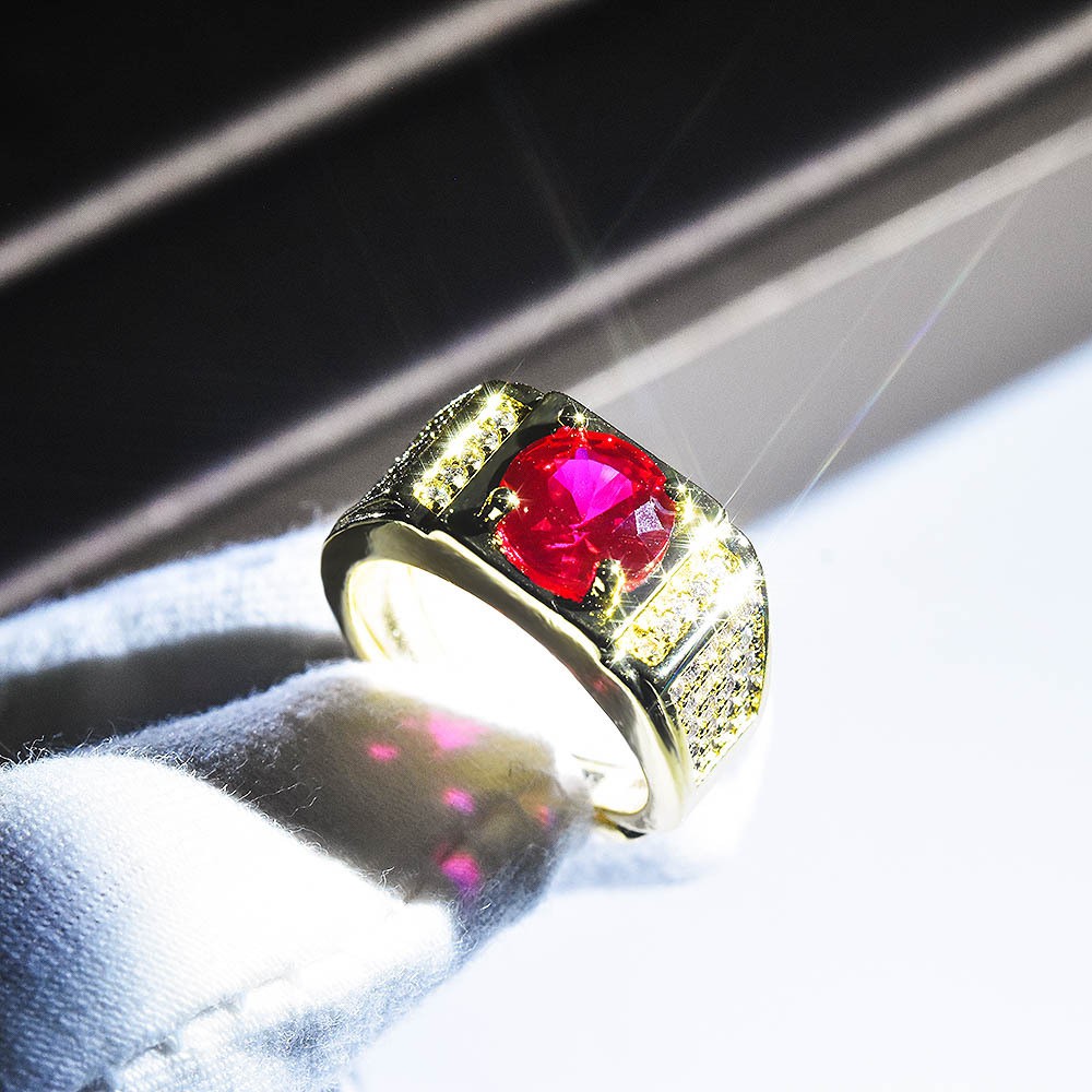 Pt950 Cincin Lelaki Ruby Asli Untuk Pria