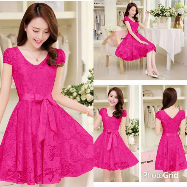Baju Dress Wanita Trandy Terbaru 2021 Model Kekinian Dress Lengan Pendek Anggun Dress Manuela Dress 