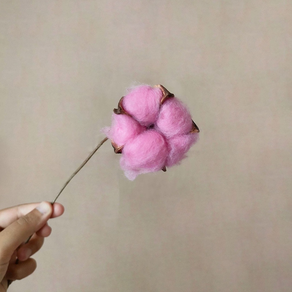 Artificial Cotton Single Stem Flower Bunga kapas Pajangan Hiasan Dekorasi Rumah