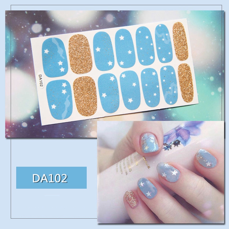 Da101-120 14pcs/lembar Stiker Kuku Palsu 3d Bronzing Untuk Nail Art Diy