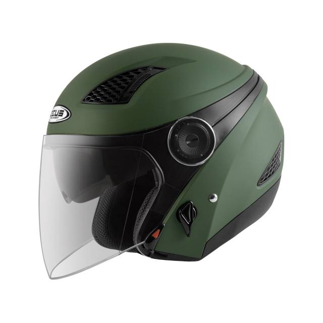 ZEUS ZS-610 F.GREEN HALF FACE DOUBLE VISOR