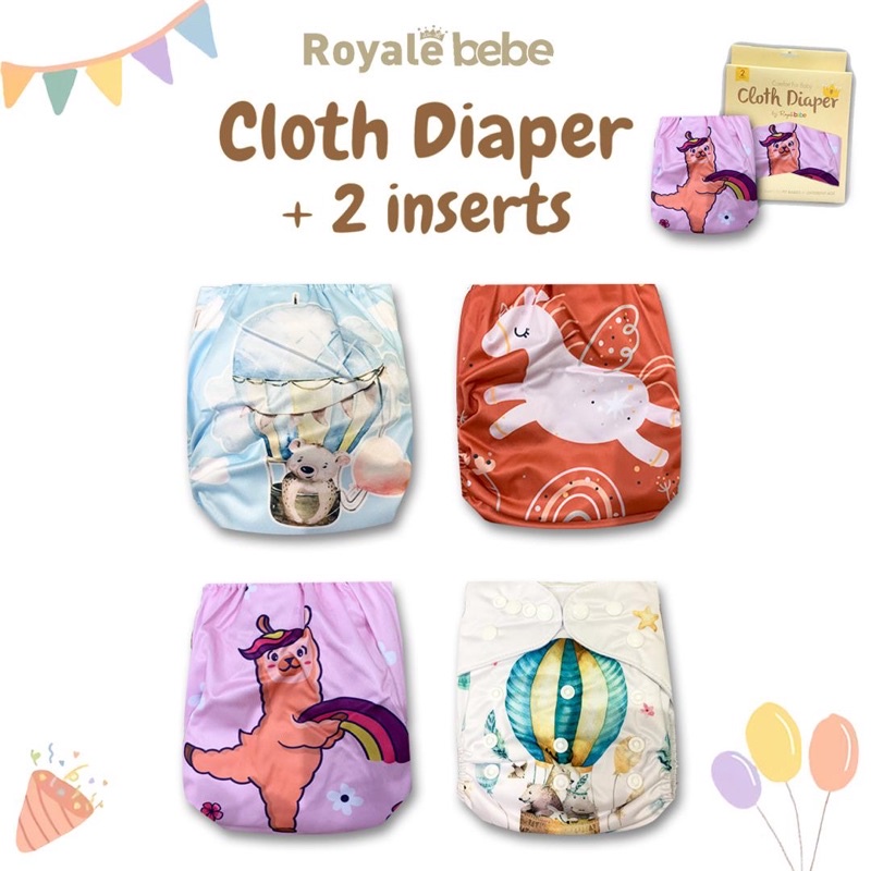 Royale Bebe Clodi Cloth Diaper / Popok Kain Bayi Royale Bebe + 2 Insert