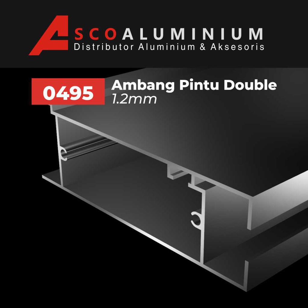 Aluminium Ambang Pintu Double 1.2mm Profile 0495 Swing Door