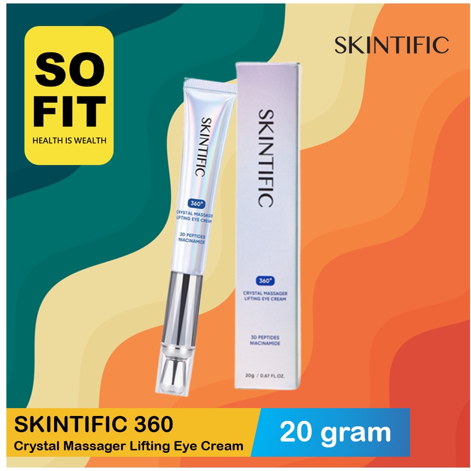 SKINTIFIC 360 Crystal Massager Lifting Eye Cream 20gr /  Eye Gel Serum / Mengurangi Garis Halus Dan Kantong Mata with Niacinamide and Caffein ? Cream Mata