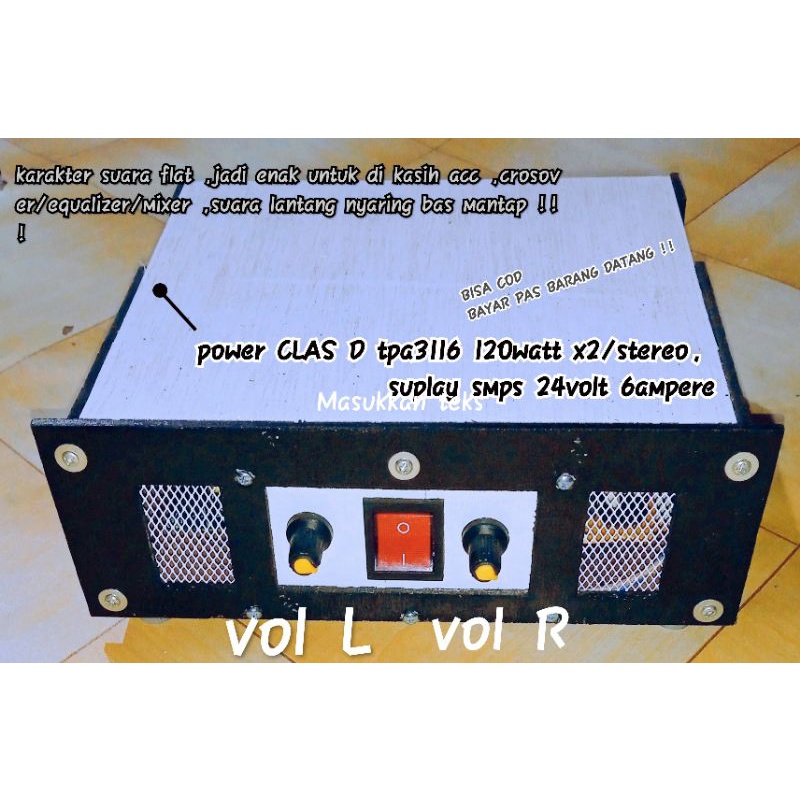 amplifier suara dahsyat menggelegar/power rakitan clas D TPA3116 120*2. pakai psu 6amper power minia