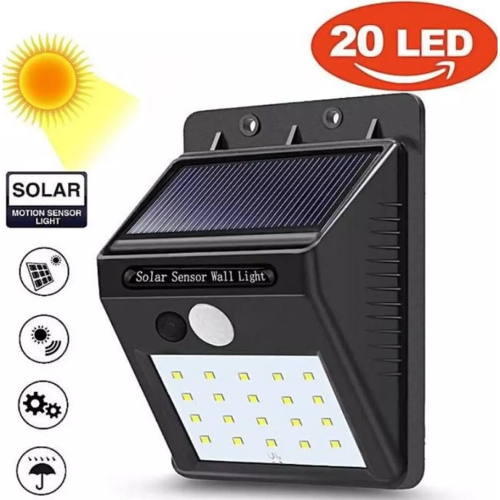 Lampu Sensor Tenaga Surya Solar Sensor 20 LED Wall Light- Lampu Outdoor Lampu Dinding Led Tenaga Surya- Lampu Tembok Tenaga Matahari 20 LED-Hemat Energi