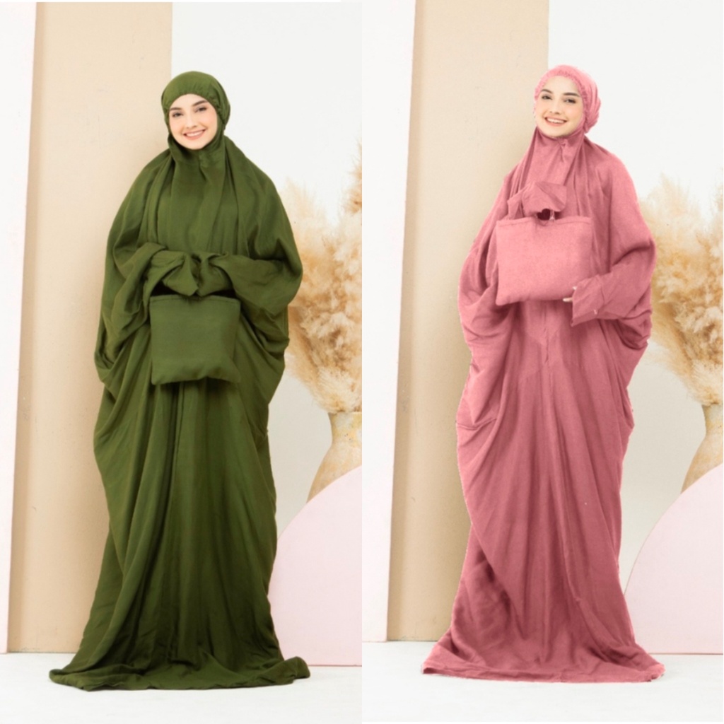 Mukena Terusan Polos Dewasa | Mukena Rayon Bali Aneka Motif