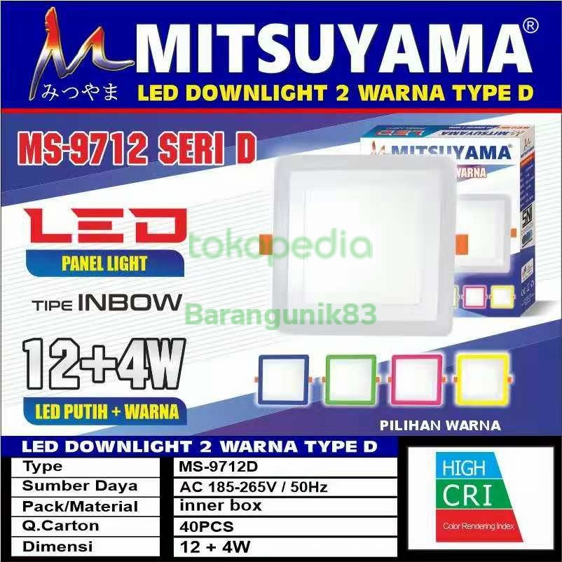 Barangunik2021-Lampu LED downlight 12 + 4 Watt warna Mitsuyama Ms 9712 seri D/Lampu Dinding Warna