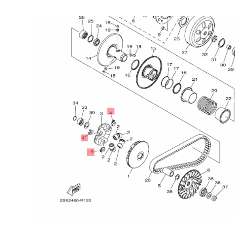 piece slider jepitan rumah roller soul gt fino xride x ride 125  original ygp 2PH-E7653-01
