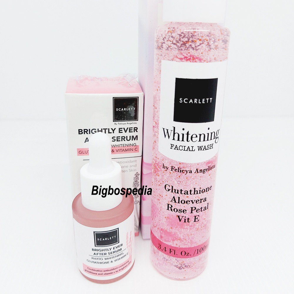PAKET Scarlett Whitening 2 in 1 Paket Facial Wash plus BRIGHTLY EVER AFTER Serum Wajah Glowing Bisa 