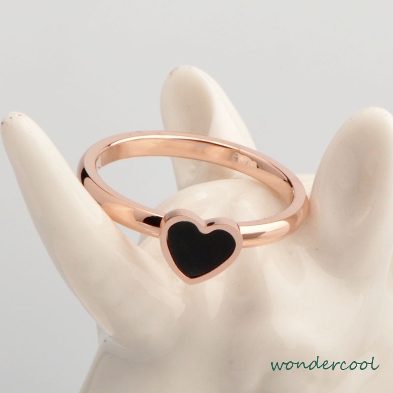 Korean Cinta Hati Cincin Titanium Lapisan Emas Model  Rose Gold-Won