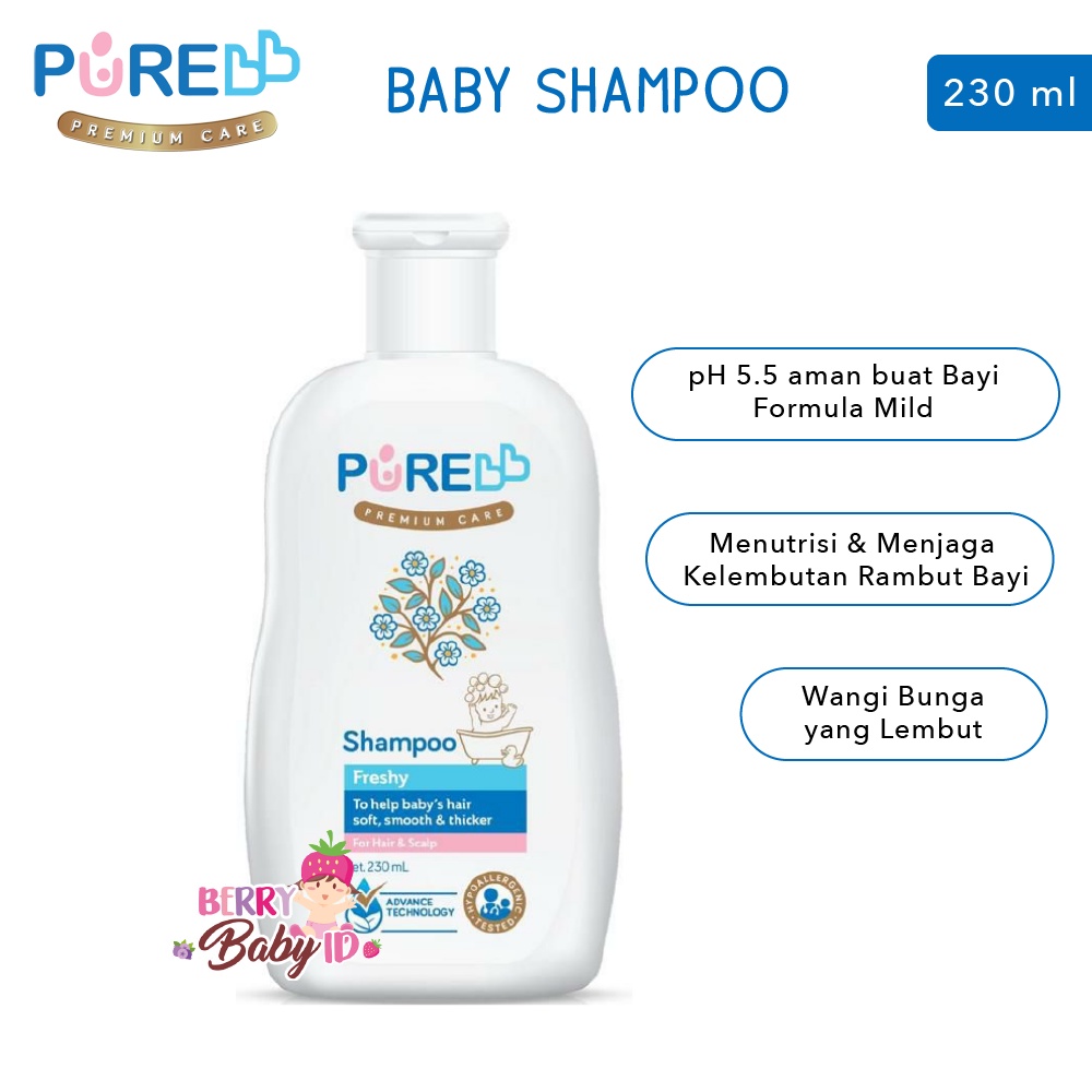 PureBB Baby Shampoo Freshy Fruity Shampo Bayi &amp; Anak 230 ml Pure BB Pure Baby Berry Mart