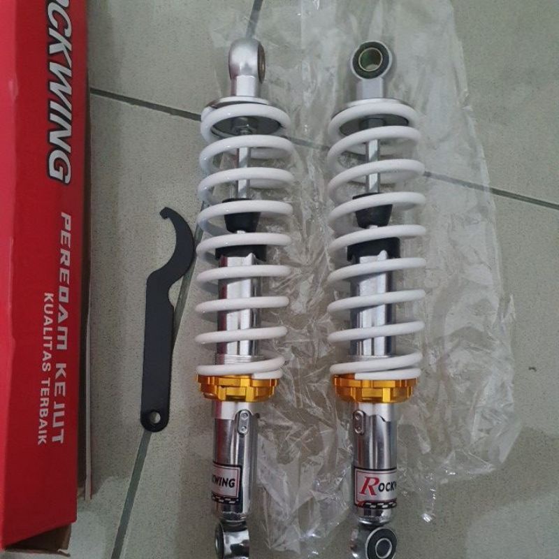 SOK BELAKANG MOTOR VARIASI UNTUK KERETA BEBEK JUPITER / F1ZR/ SUPRA / VEGA / RXKING DLL WARNA MERAH DAN PUTIH ROCKWING-Putih