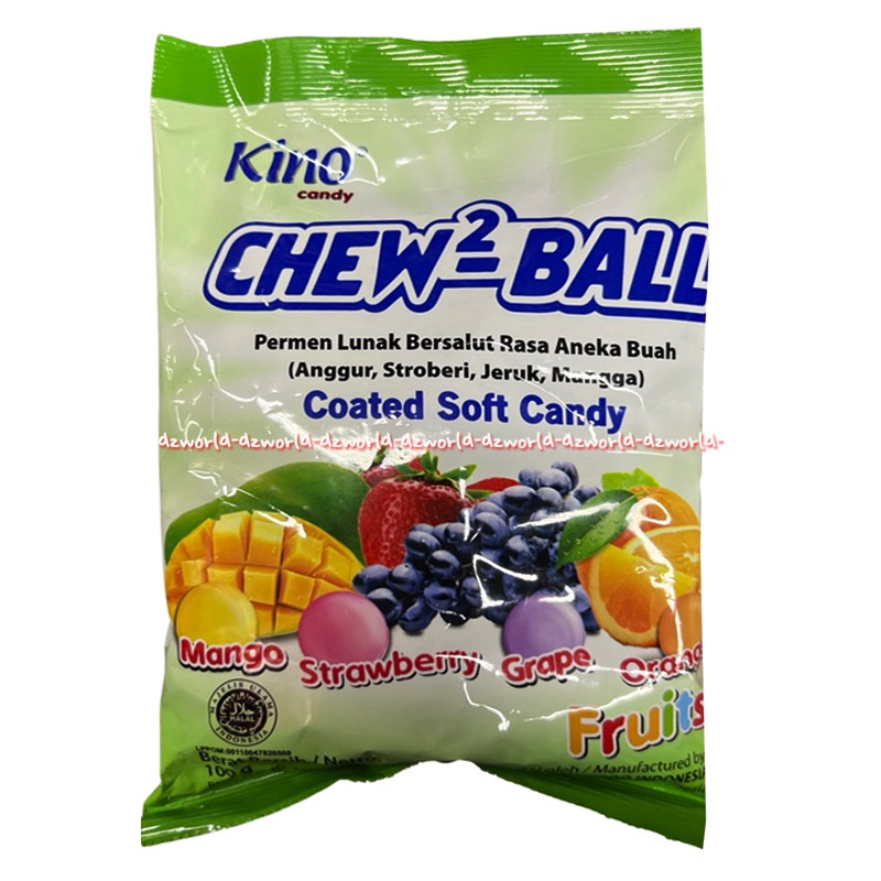 Kino Candy Chew 2 Ball Fruits 100gr Permen Lunak Rasa Buah Anggur Stroberi Jeuk Mangga Coated Soft Candy Kinno Cendy Chewchew Cew Cew Balls