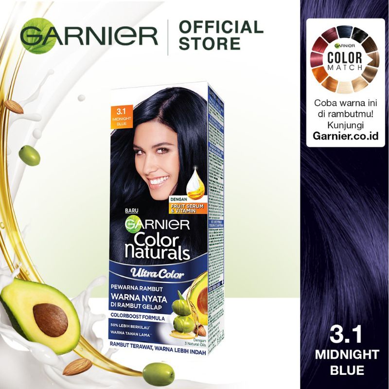 Garnier Color Naturals Hair Color - 3.1 Midnight Blue (Cat / Pewarna Rambut