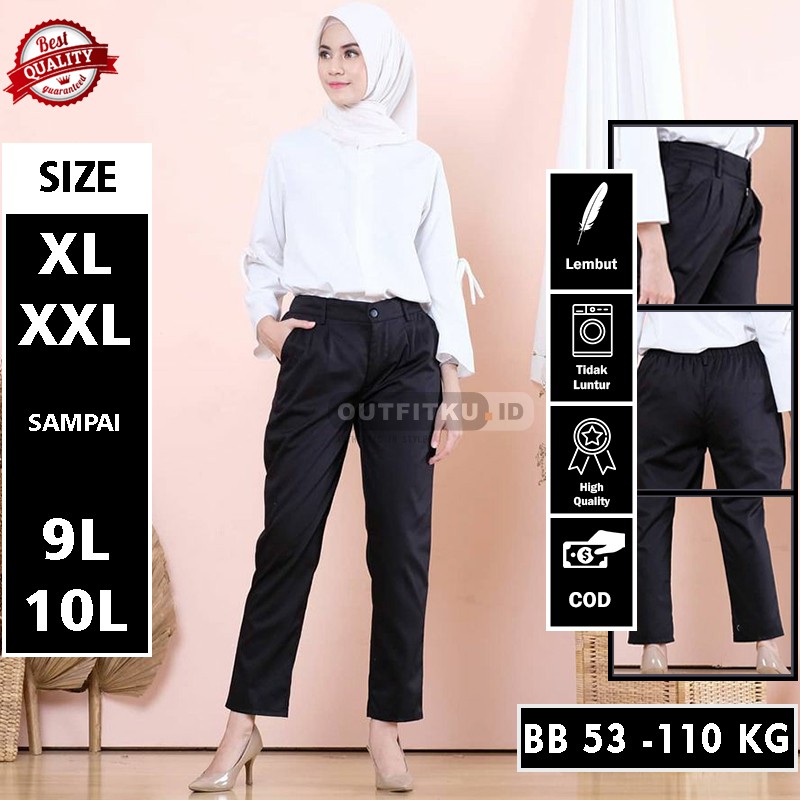 BLACK - JUMBO Baggy Pants Premiun American Drill Impor - XL, XXL, 4L, 5L, 6L, 7L, L8, L9, L10