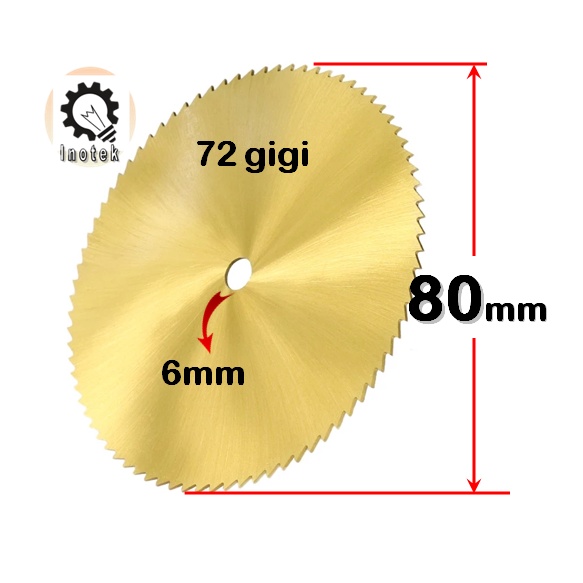 Mata pisau sirkel 80mm Circular Saw Blade 80 mm 72 gigi lubang arbor 6mm