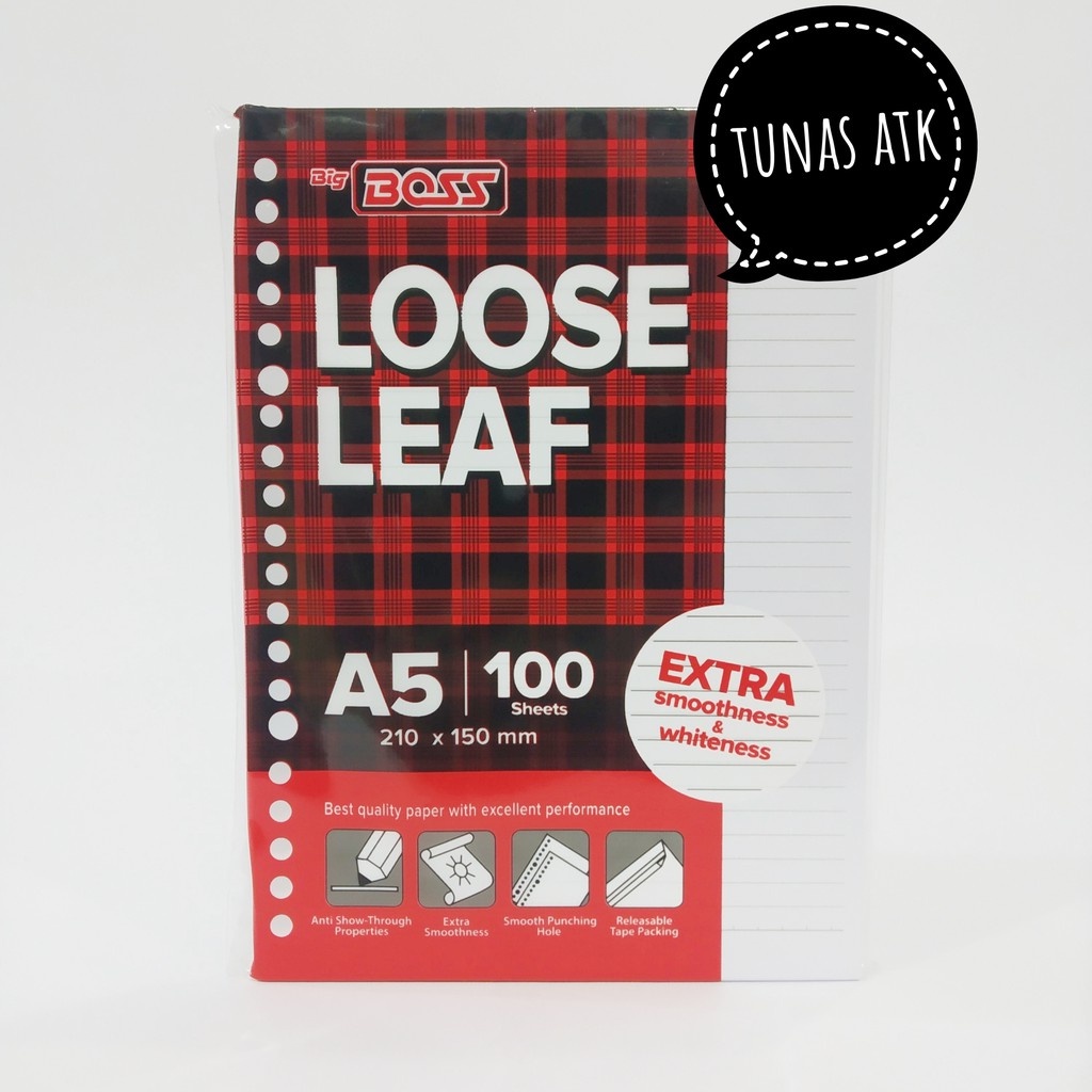 

BIG BOSS LOOSE LEAF A5 100 SHEETS GARIS