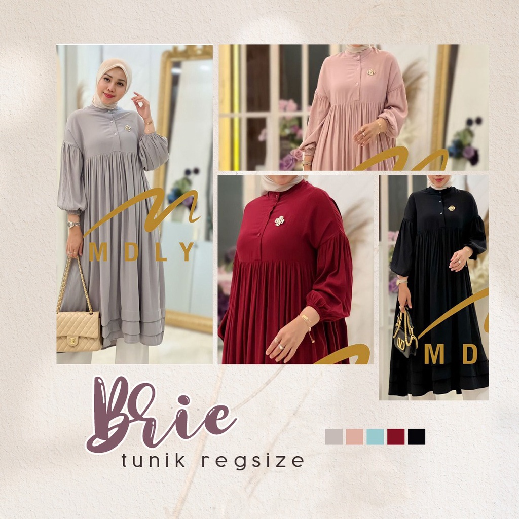 FFashion Muslim Terbaru Baju Atasan Wanita Lengan Panjang Baju Kasual Mdly Gold Tunik Tunic Brie Tun