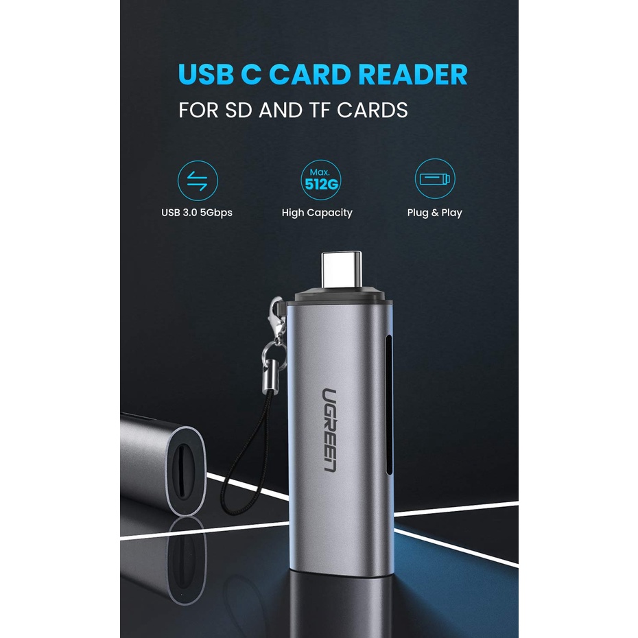 UGREEN Card Reader USB Type A 3.0 Dan Card Reader USB Type C