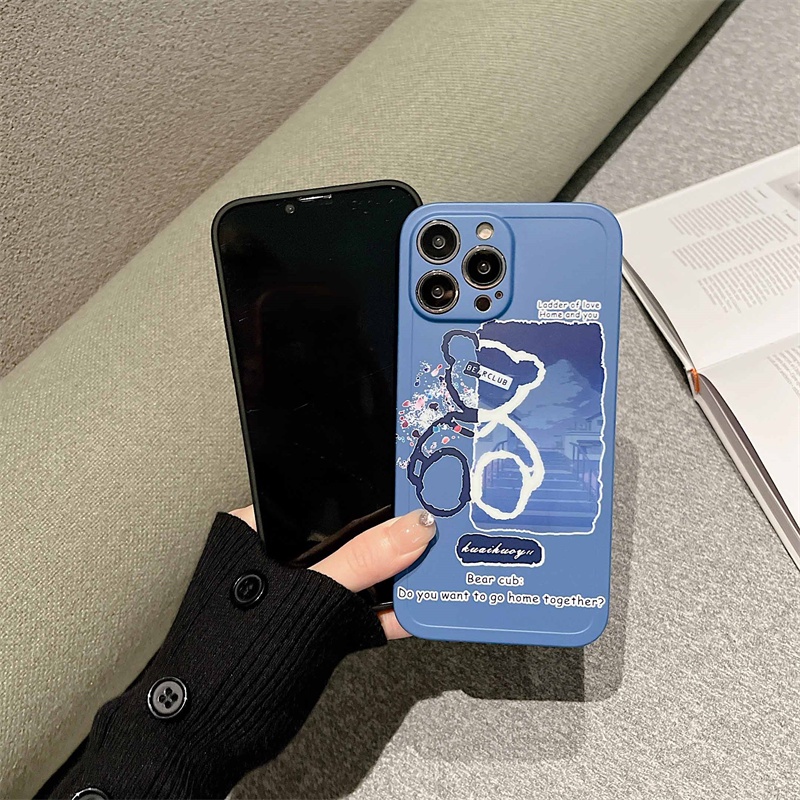 Casing Iphone X XS MAX 11 Pro MAX 12 13 Pro MAX Motif Beruang Warna Pink