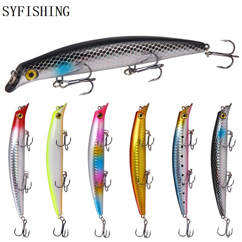 SYFISHING 1Pcs Big Popper Umpan Bentuk Ikan Kecil 12.5cm/14g Untuk Memancing Ikan Bass Minnow Fishing Lure Bait Floating