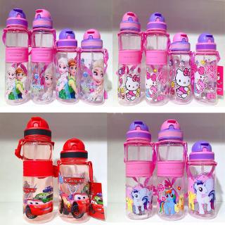 Botol Minum Motif Kartun Anime Frozen Spiderman Doraemon Dengan Sedotan Dan Lanyard Untuk Anak