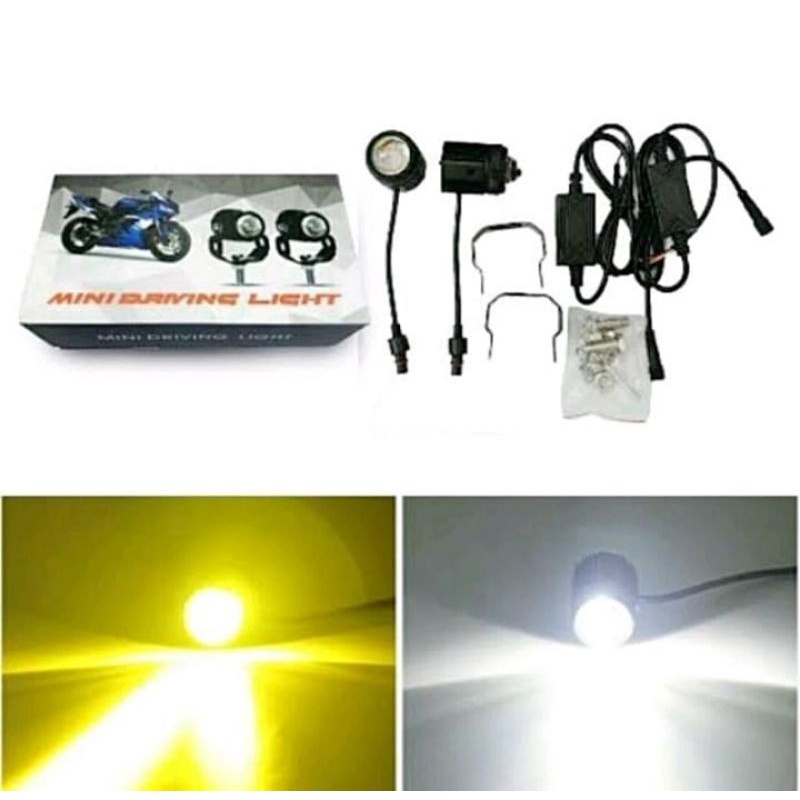 Lampu tembak mini driving light/ lampu tembak super terang LED putih kuning / mini laser light universal motor / Charmoto