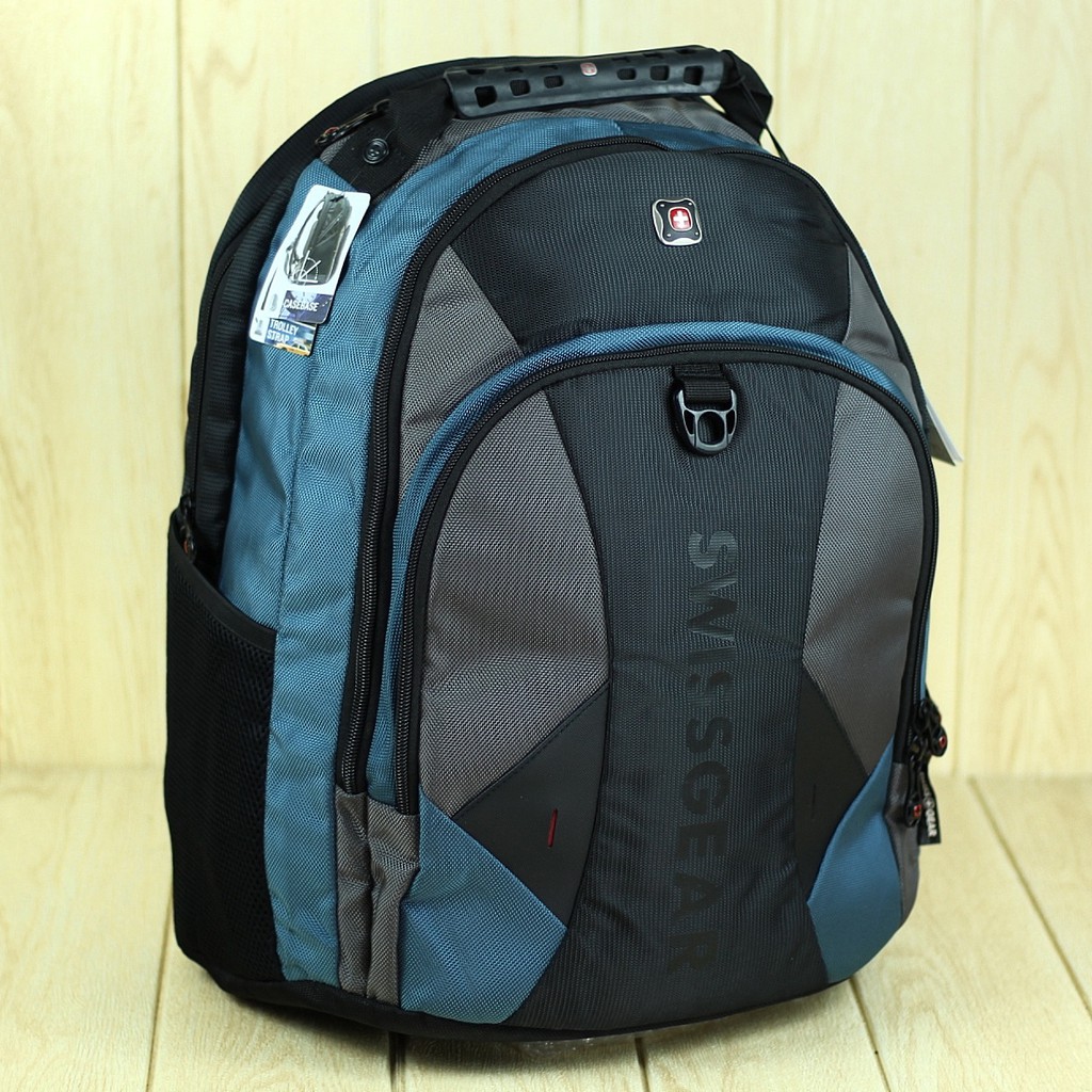 Tas Ransel Swissgear Hitam Biru Keren Besar Backpack Multifungsi