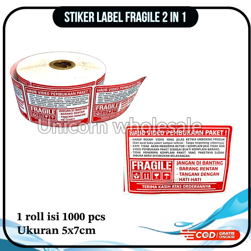 

STIKER LABEL FRAGILE UNBOXING PAKET 2 IN 1 5x7CM