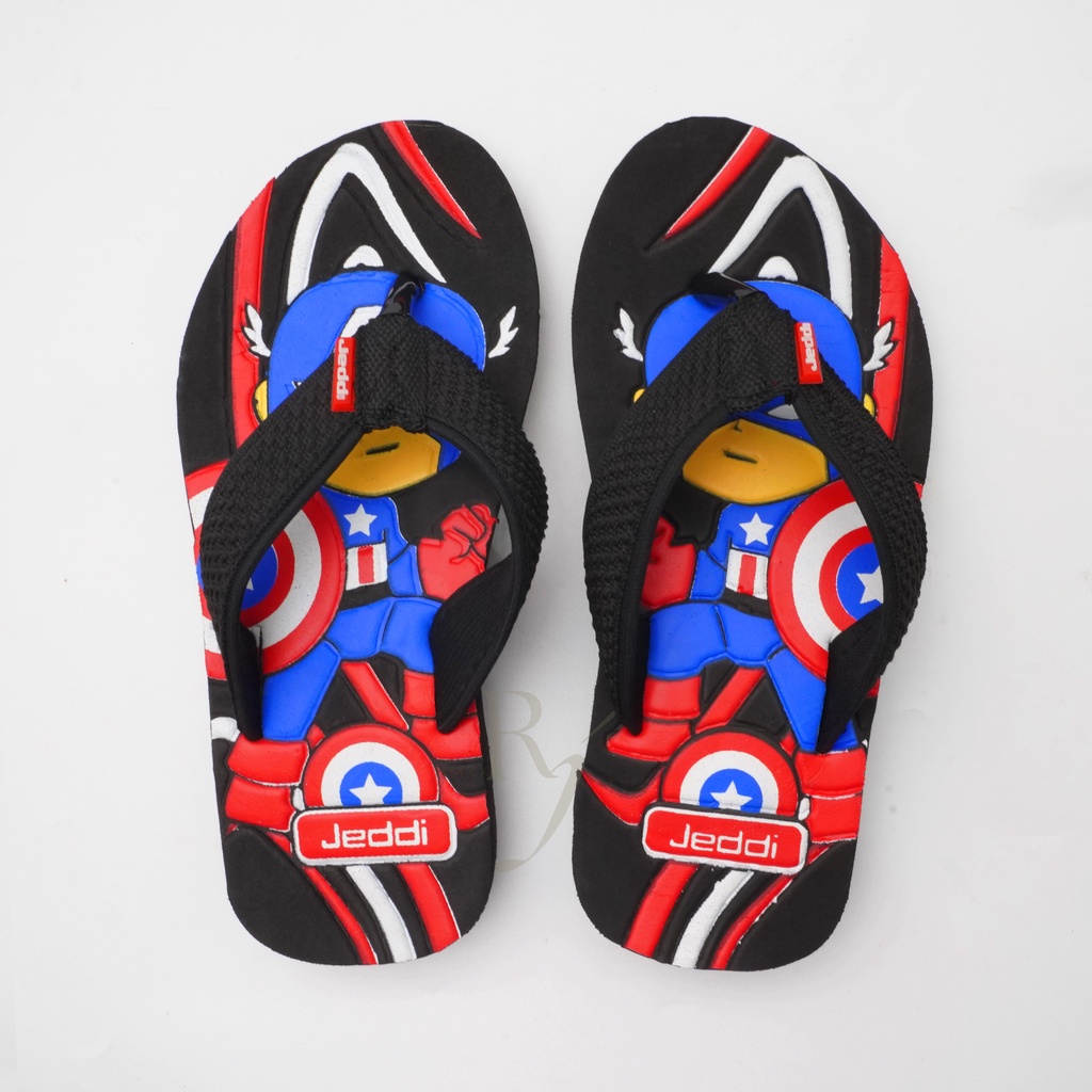 JEDDI [CAPTAIN AMERICA] Sandal Japit Anak Cowok Kartun/ Sandal Superhero/ Sandal Jepit Anak Laki-laki/ Sendal Anak Japit