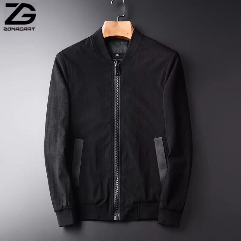 Zonagart Jaket Pria Berkualitas Kasual Hitam Slim fit Fashion