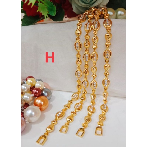 GELANG TANGAN TITANIUM GOLD MOTIF PILIHAN MODEL NYA, LAPIS EMAS 24 K GOLD