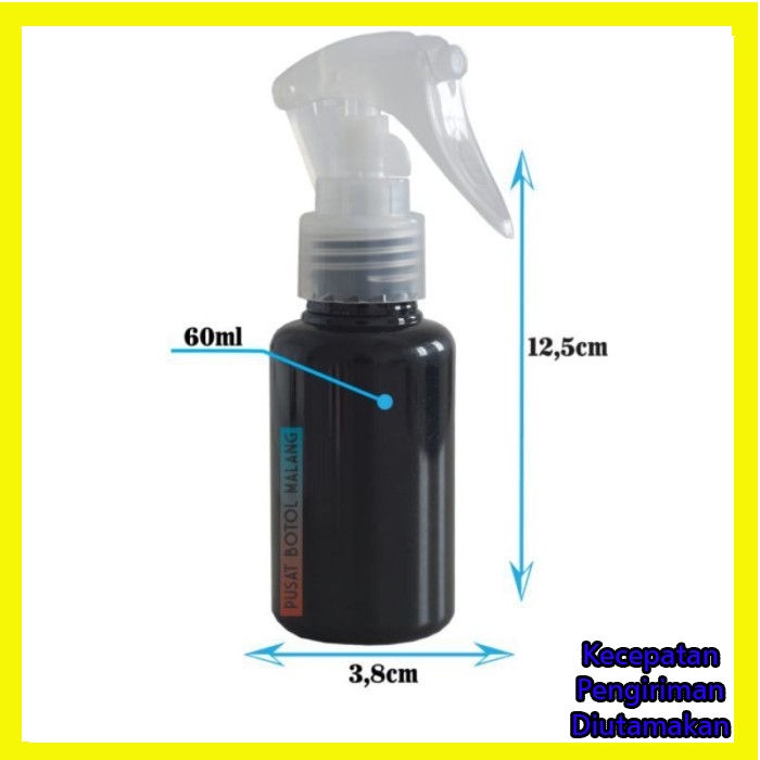 botol tubular 60ml Spray trigger [natural hitam]