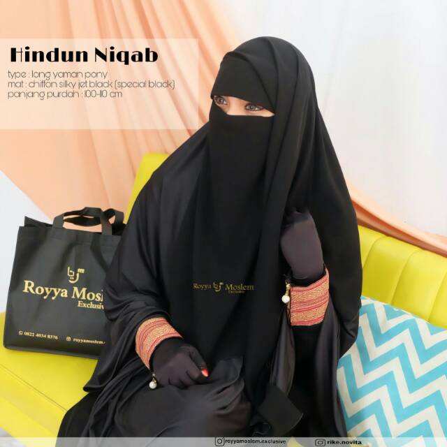 Hindun Niqab/ Niqab Long Yaman Poni / Cadar Long Yaman Poni
