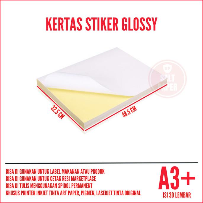 

(BISA COD) Kertas Stiker Glossy A3 Plus isi 30 lembar / Kertas Stiker A3 Plus BIG SALE Kode 1061