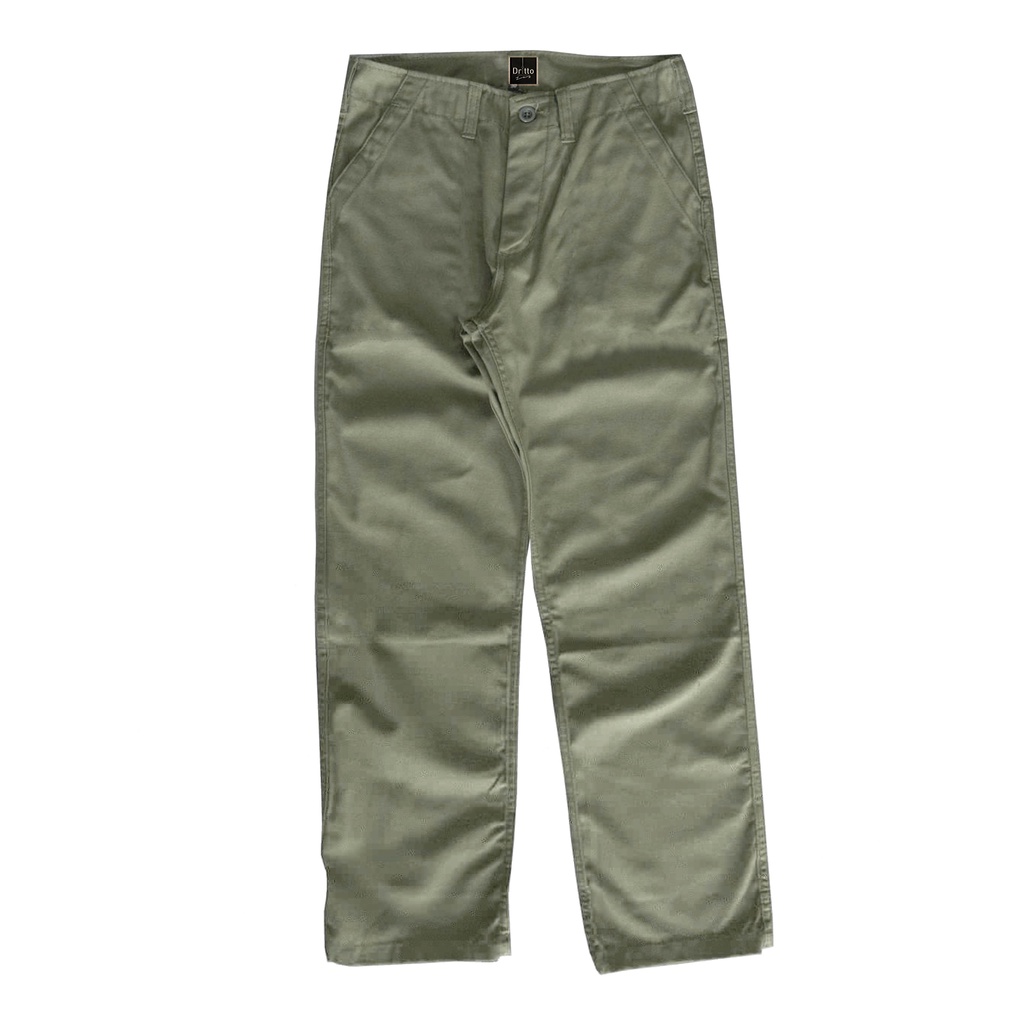 Dritto - Long Pants Baggy Chino - Celana Chino Reguler - Olive