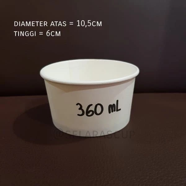 Paper Bowl / Mangkok Kertas 360ml (TANPA TUTUP) ~ Isi 50pcs