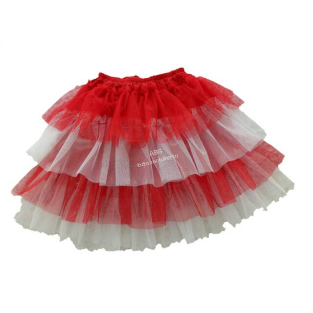 Rok tutu merah kombinasi putih 4layer termurah