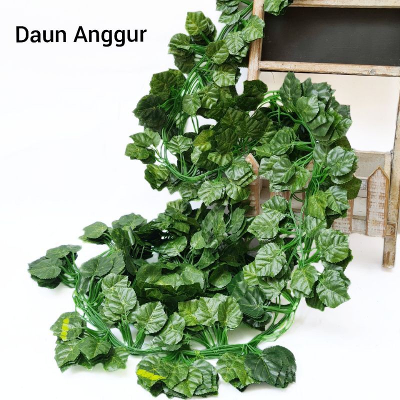 AL92 (12PCS) Daun Rambat 2m Lotus Peperomia Semangka Anggur Sri Gading Plastik Hiasan Backdrop