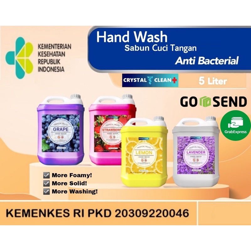 Hand wash 5 Liter Crystal Clean khusus GRAB GOSEND SHOPEE EKSPRESS INSTAN
